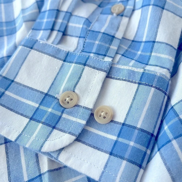 Double Pump Sz M Blue & White Plaid Western Button up NWT Timeless Smart Shirt - Picture 14 of 16
